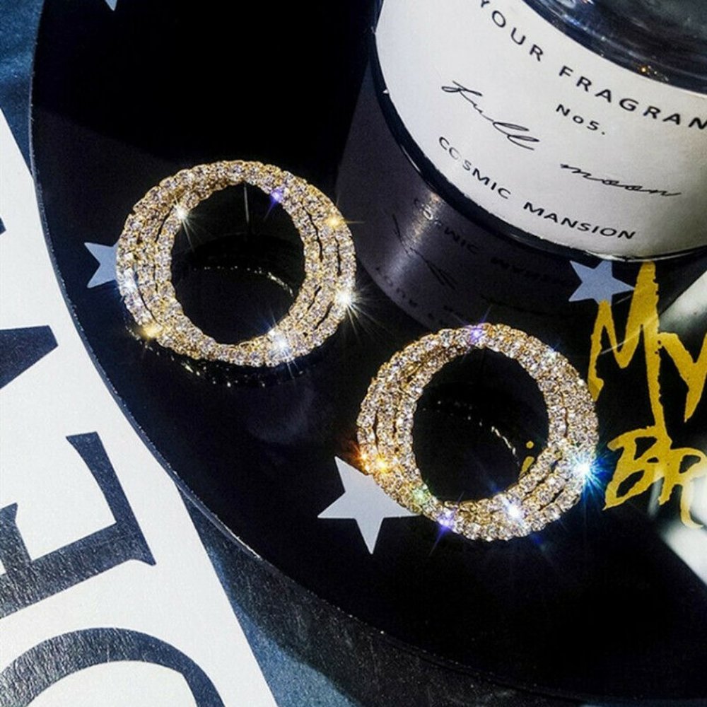 Gorgeous 925 Silver Gold Hoop Earrings - Picture 2 of 3